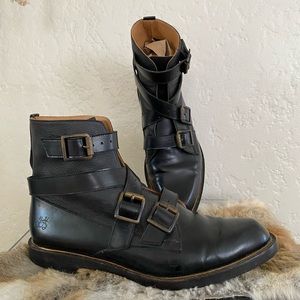 John Fluevog black leather moto boots size 9